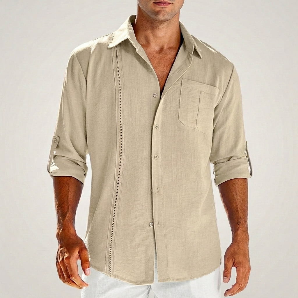 Embroidered Button-Up Shirt for Men – Relaxed Comfort & Style