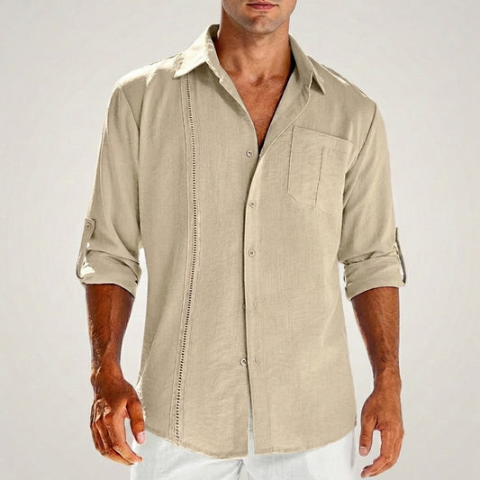 Embroidered Button-Up Shirt for Men – Relaxed Comfort & Style