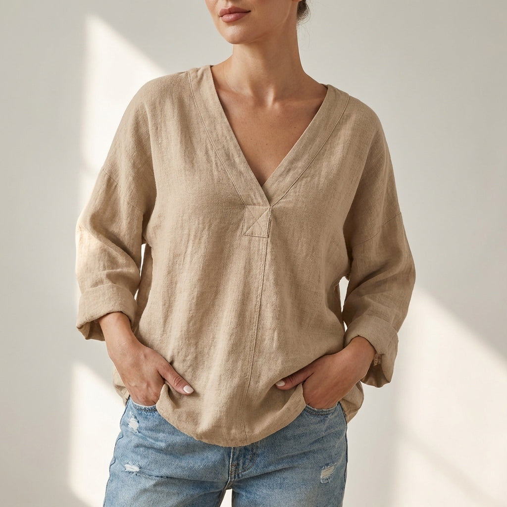 V-Neck Pullover Top for Women – Breathable & Comfortable