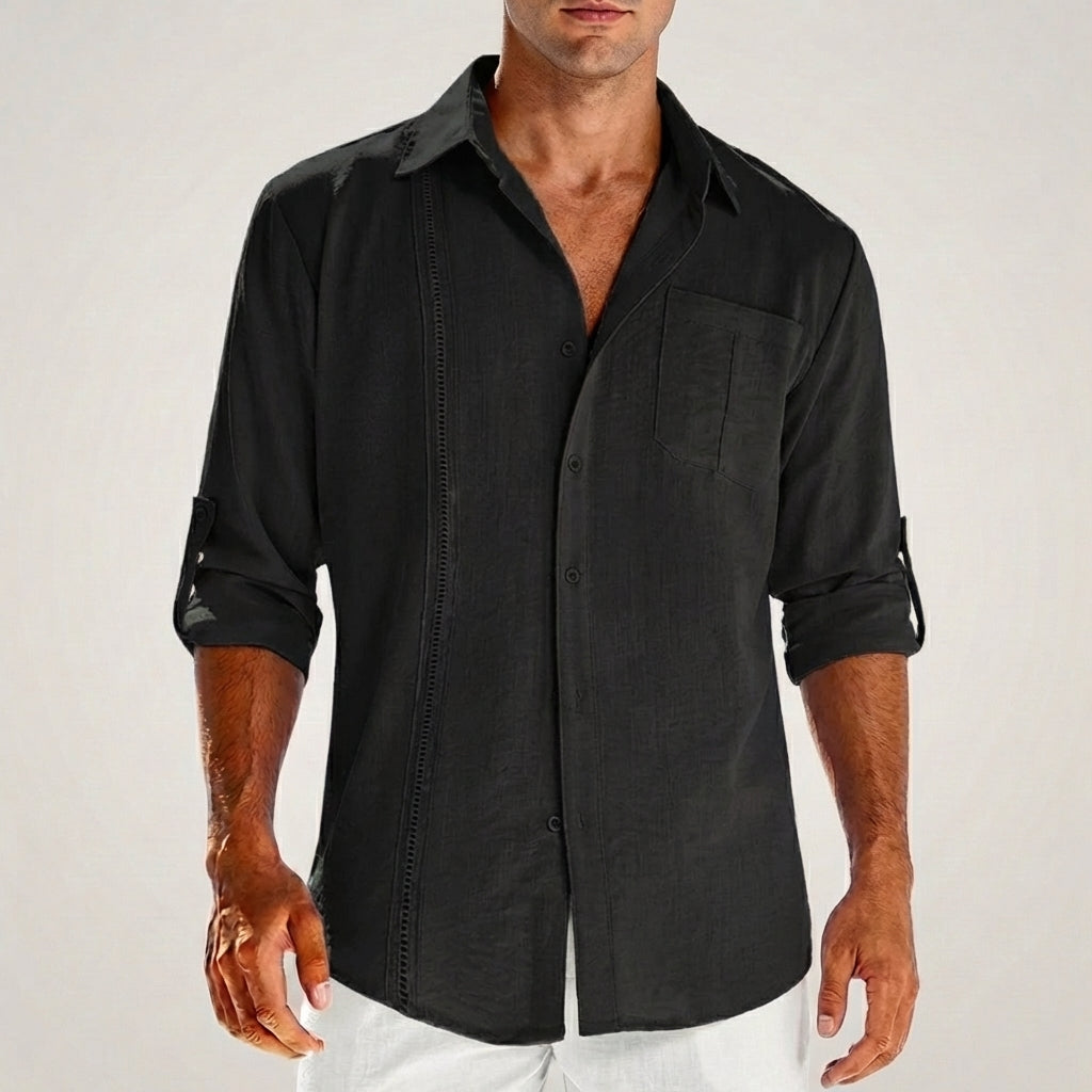 Embroidered Button-Up Shirt for Men – Relaxed Comfort & Style
