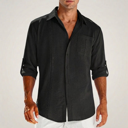 Embroidered Button-Up Shirt for Men – Relaxed Comfort & Style
