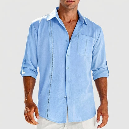 Embroidered Button-Up Shirt for Men – Relaxed Comfort & Style