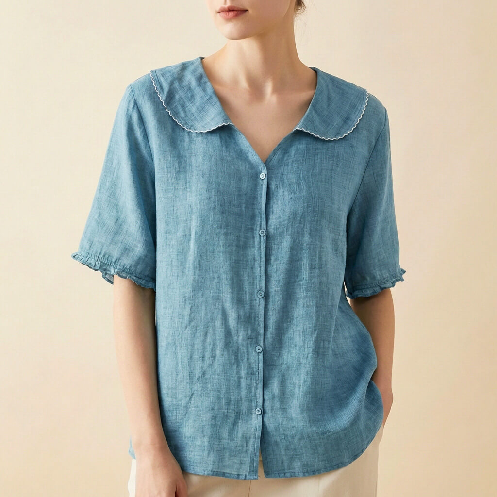 Scalloped Collar Blouse for Women – Lightweight & Breathable