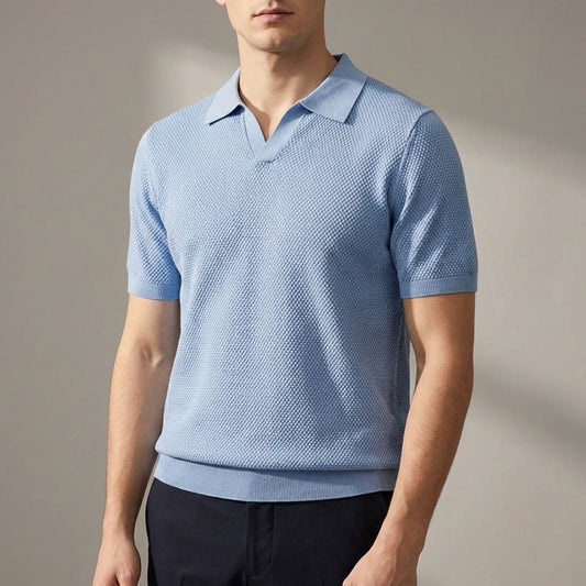 Regular Fit Textured Knit Polo Shirt for Men – Casual Style & Comfort