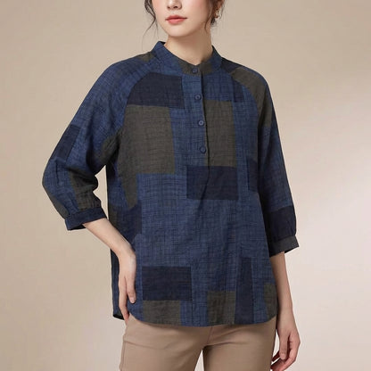 Patchwork Tunic Shirt for Women – Breathable Comfort & Style