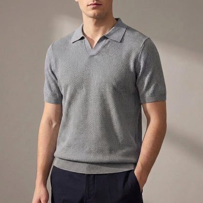 Regular Fit Textured Knit Polo Shirt for Men – Casual Style & Comfort