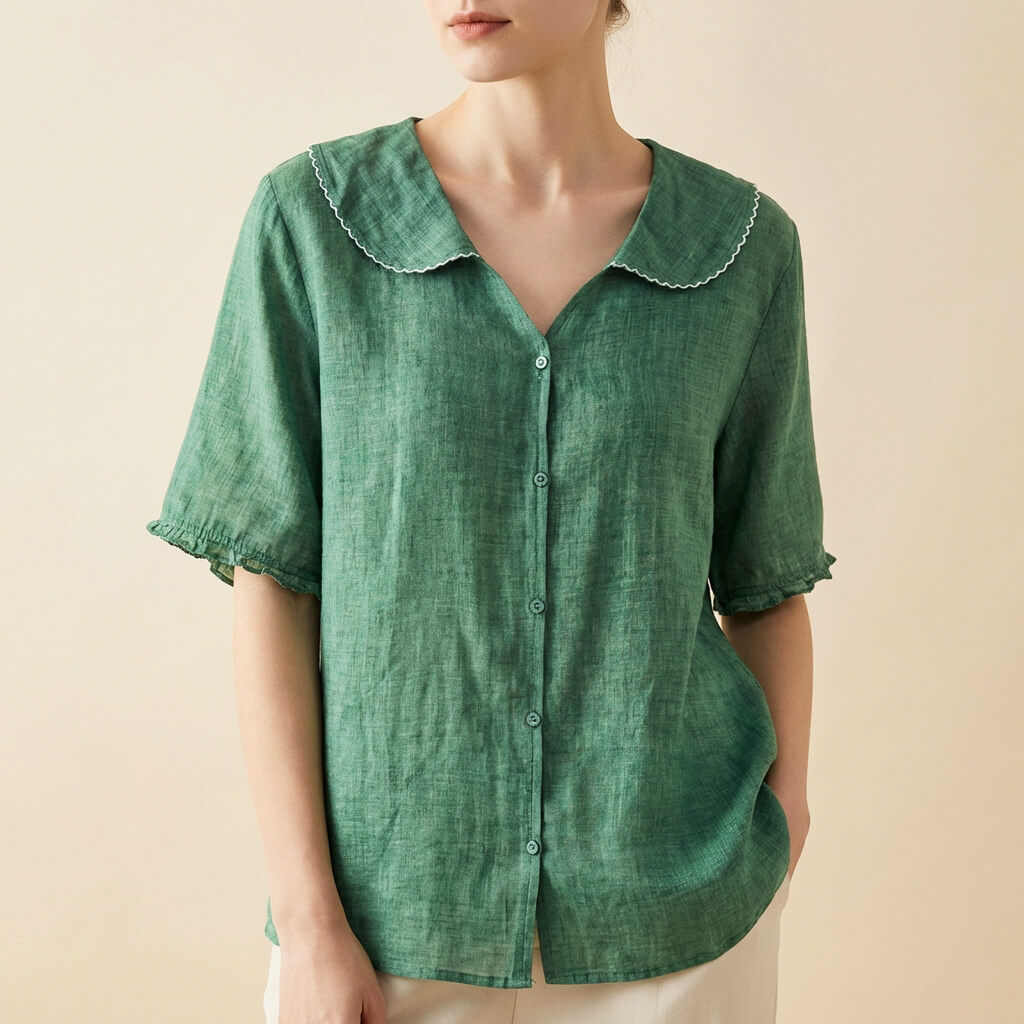 Scalloped Collar Blouse for Women – Lightweight & Breathable
