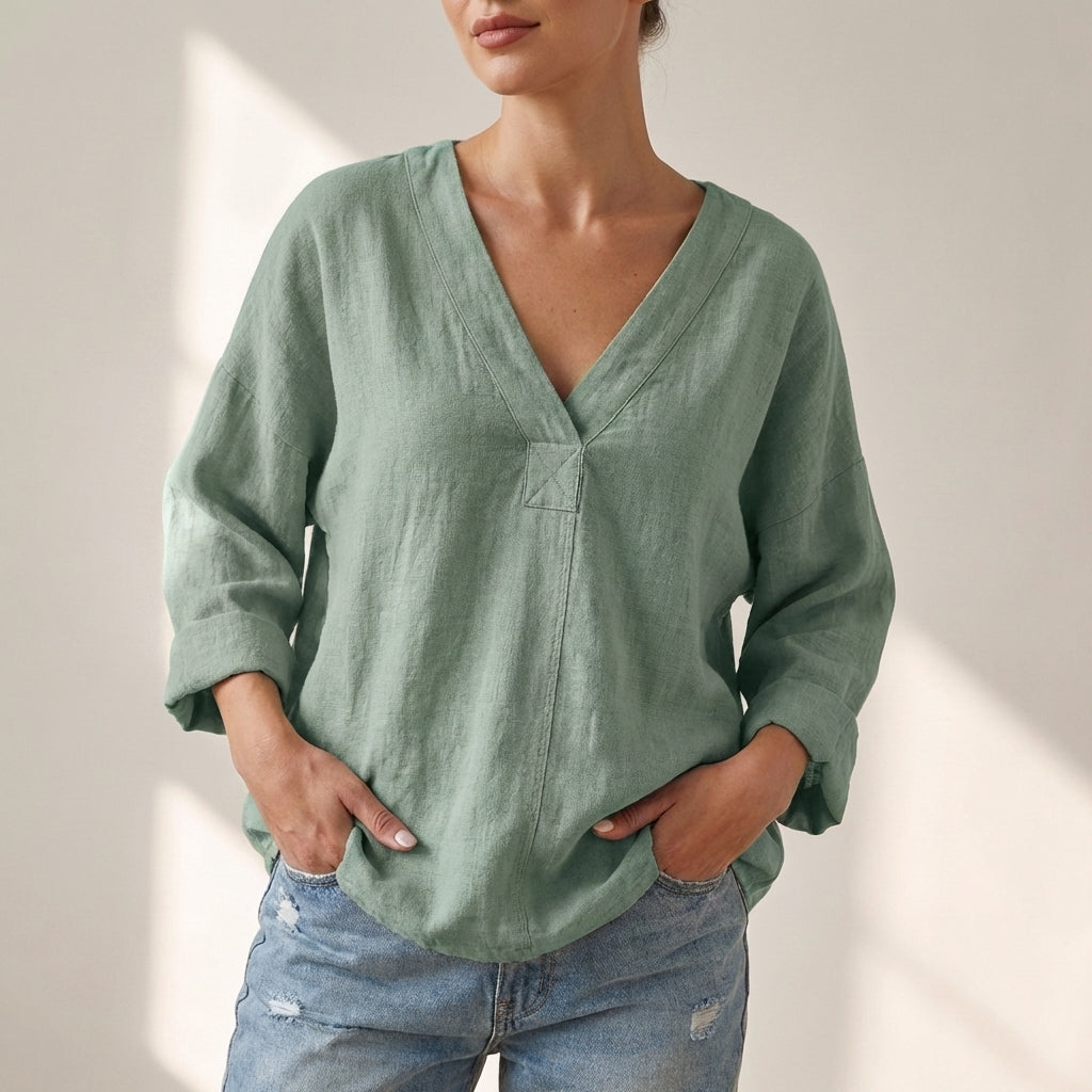 V-Neck Pullover Top for Women – Breathable & Comfortable