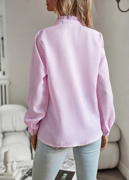 Chiara Relaxed Fit Blouse | Ruffled Collar, Striped Blouse