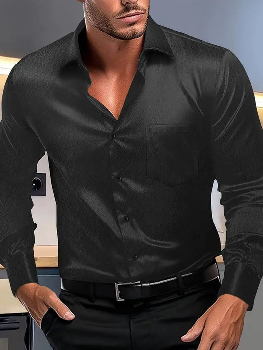Men's Shirt with Buttons – Slim Fit – Silky Feel – Pointed Collar – Chest Pocket