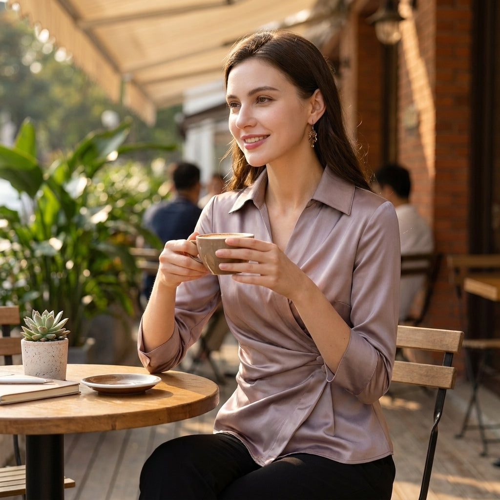 Collared Wrap Blouse for Women – Flattering Business Casual Style