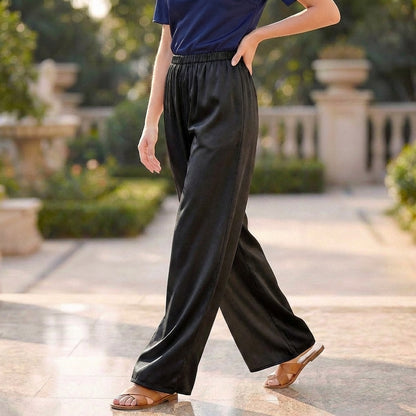 Elastic-Waist Wide-Leg Pants for Women – Stylish & Comfortable