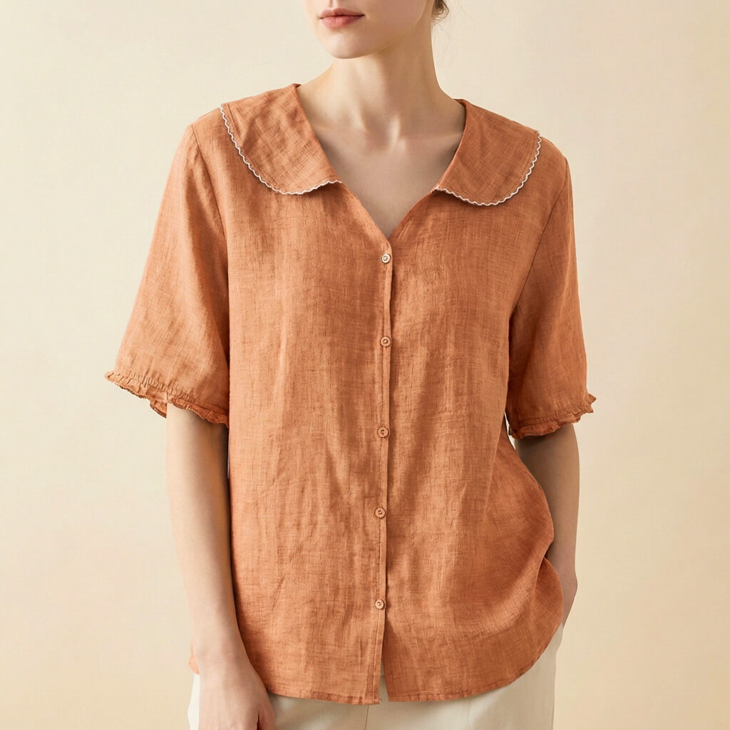 Scalloped Collar Blouse for Women – Lightweight & Breathable