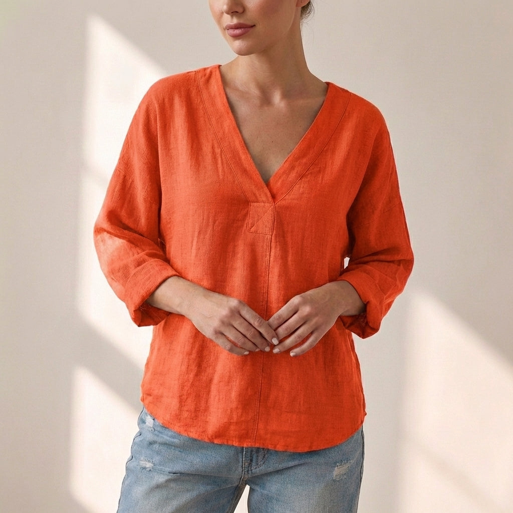 V-Neck Pullover Top for Women – Breathable & Comfortable