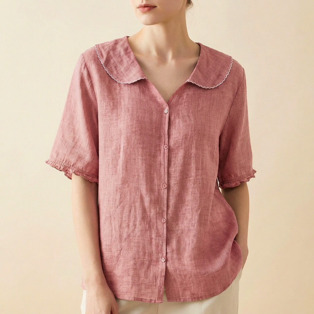 Scalloped Collar Blouse for Women – Lightweight & Breathable