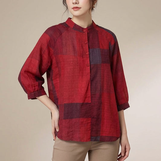 Patchwork Tunic Shirt for Women – Breathable Comfort & Style