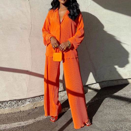 Gabriela - Comfortable two-piece cotton set with button placket