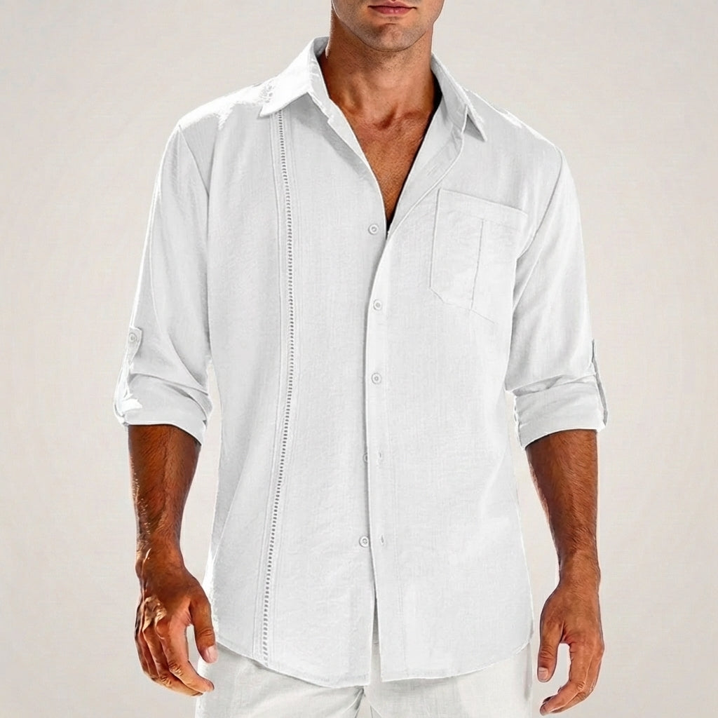 Embroidered Button-Up Shirt for Men – Relaxed Comfort & Style