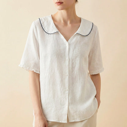 Scalloped Collar Blouse for Women – Lightweight & Breathable