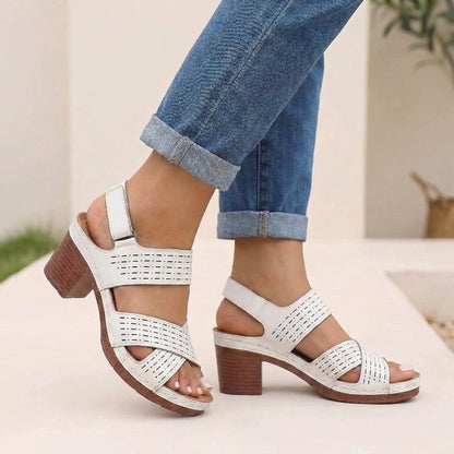 Block Heel Criss-Cross Platform Sandals for Women – Orthopedic Support & Comfort